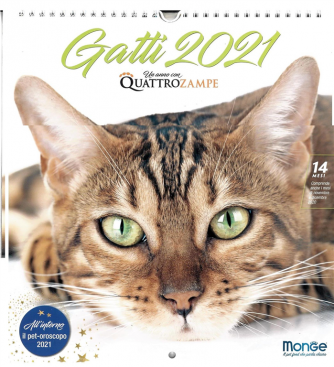 Calendario Gatti 2021 "Un Anno con quattrozampe" cm. 27,5 x 30 c/spirale
