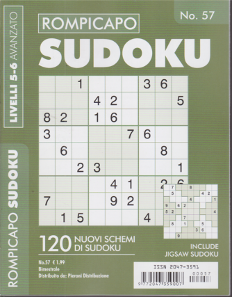 Rompicapo Sudoku - n. 57 - livelli 5-6 avanzato - bimestrale