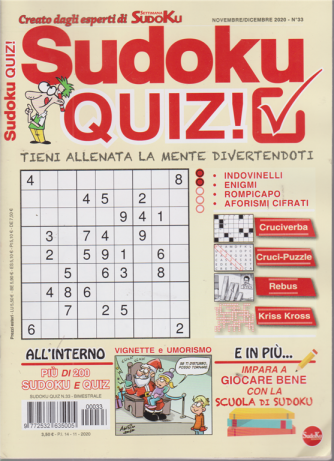 Sudoku Quiz - n. 33 - bimestrale - 14/11/2020 - 