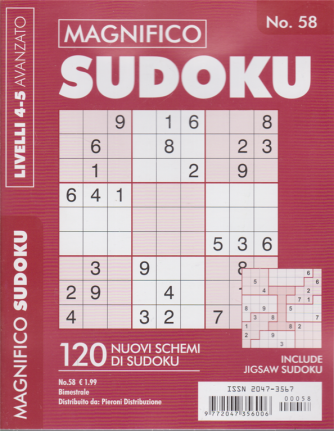 Magnifico Sudoku - n. 58 - bimestrale - livelli 4-5 avanzato - 