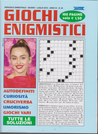 Giochi Enigmistici - n. 52 - bimestrale - luglio 2019 - 100 pagine