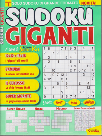 Sudoku Giganti - n. 1 - mensile - giugno 2019 - 
