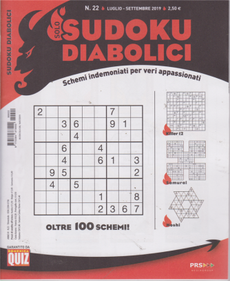 Solo Sudoku Diabolici - n. 22 - luglio -settembre 2019 - trimestrale - 