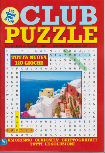 Club Puzzle - n. 271 - bimestrale - agosto - settembre 2019 - 100 pagine - 120 giochi