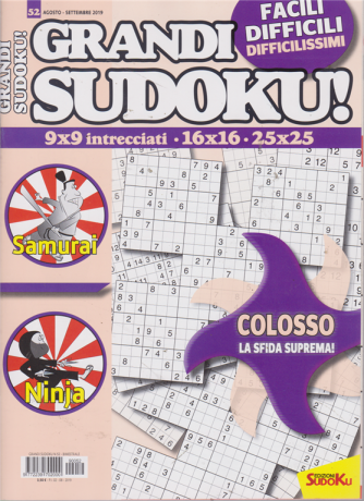 Grandi Sudoku - n. 52 - agosto - settembre 2019 - bimestrale - 