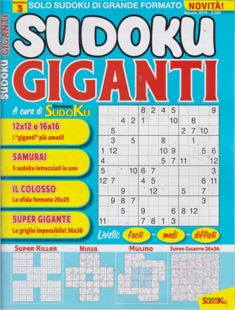 Sudoku Giganti - n. 3 - mensile - agosto 2019 