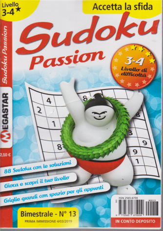 Sudoku Passion - Liv.3-4 - n. 13 - bimestrale - 4/3/2019