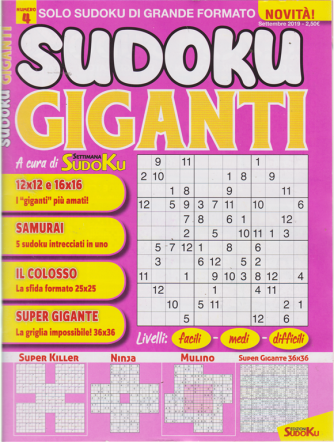 Sudoku Giganti - n. 4 - settembre 2019 - mensile