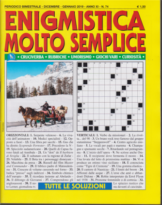 Enigmistica Molto Semplice - n. 74 - bimestrale - dicembre - gennaio 2019 - 