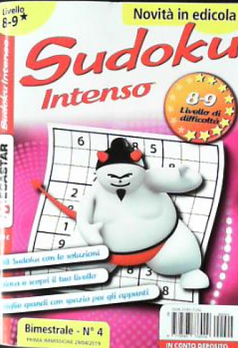 Sudoku Intenso - Liv.8-9 - n. 4 - bimestrale - 29/4/2019 - 