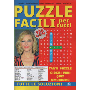 Puzzle facili per tutti - n. 89 - bimestrale - gennaio - febbraio 2023 - 120 giochi