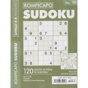 Rompicapo sudoku - n. 79 -livelli 5-6 avanzato -  bimestrale -
