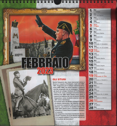 Calendario Mussolini 2023 Storia del DUCE - cm 28 x 31 c/spirale