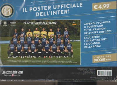 Il poster ufficiale dell'Inter! n. 2 - bimestrale - dimensioni 90x60 cm  EDICOLA SHOP