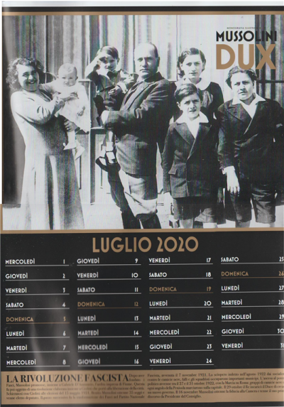 Calendario 2020 Mussolini DUX cm. 31 x 41 con drappo EDICOLA SHOP
