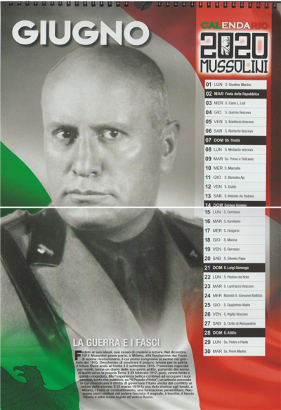 Calendario 2020 La vita di Mussolini - cm. 29 x 42c/spirale + Cartelletta  EDICOLA SHOP
